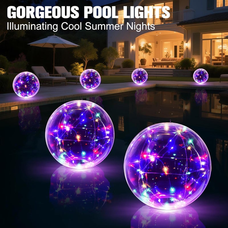 Niceput Store Solar Floating Pool Lights, 14 Inch Colorful Solar Pool Light Balls, Floating Glow Globe IP68 Waterproof, Inflatable Solar Lights up Balls for Swimming Pool Pond Outdoor Decor -1PC - Image 4